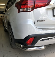 Защита заднего бампера двойная угловая d60/42 мм для Mitsubishi Outlander III Рестайлинг 3