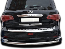 Защита заднего бампера угловая большая двойная d76/42 мм для Infiniti QX80 I Рестайлинг