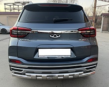 Защита заднего бампера двойная с перемычками d60/42 мм для CHERY Tiggo 4 Pro I Рестайлинг