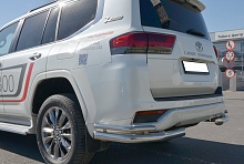 Защита заднего бампера угловая двойная d76/42 мм для Toyota Land Cruiser 300 Series