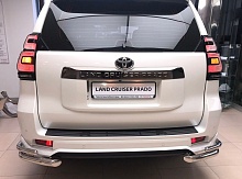 Защита заднего бампера угловая двойная под фаркоп d60/42 мм для Toyota Land Cruiser Prado 150 Series Рестайлинг 3