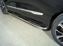 Пороги овальные гнутые с накладкой 75х42 мм для Haval Jolion I Рестайлинг