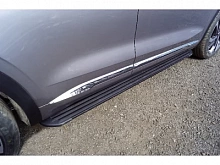 Пороги алюминиевые "Slim Line Black" 1820 мм для Geely Monjaro I Рестайлинг