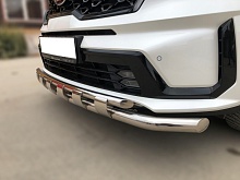 Защита переднего бампера двойная с перемычками d60/42 мм для Kia Sorento IV