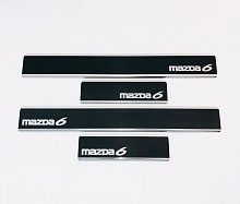 Накладки на пороги нержавеющая сталь под карбон 4шт. для Mazda 6 III (GJ) Рестайлинг 2