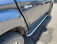 Пороги с накладным листом d60 мм для Mitsubishi L200 V
