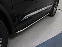 Пороги овальные гнутые с накладкой 75х42 мм для Chery Tiggo 8 I Рестайлинг