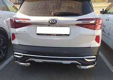 Защита заднего бампера угловая d60 мм для Kia Seltos I