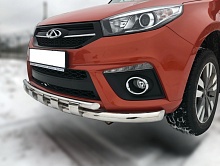 Защита переднего бампера двойная с перемычками d60/42 мм для Chery Tiggo 3 I