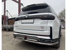 Защита заднего бампера угловая большая двойная d60/42 мм для Changan CS95 I Рестайлинг 2