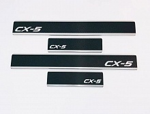 Накладки на пороги нержавеющая сталь под карбон 4шт. для Mazda CX-5 I Рестайлинг