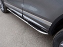 Пороги овальные гнутые с накладкой 75х42 мм для Volkswagen Touareg II Рестайлинг