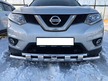 Защита переднего бампера двойная с перемычками d60/42 мм для Nissan X-Trail III