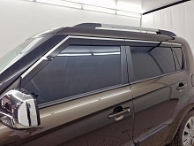 Дефлекторы окон с хром накладками 2D 6 шт для Kia Soul I