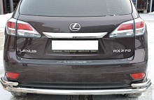 Защита заднего бампера двойная угловая большая d60/42 мм для Lexus RX III Рестайлинг