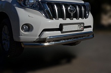 Защита переднего бампера двойная овал d76/75x42 мм для Toyota Land Cruiser Prado 150 Series Рестайлинг 1