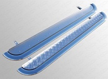 Пороги с площадкой (нерж. лист) 75х42 мм для Chery Tiggo 5 I