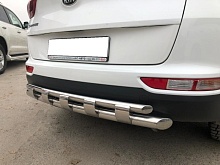 Защита заднего бампера двойная с перемычками d60/42 мм для Kia Sportage III Рестайлинг