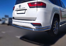Защита заднего бампера угловая большая двойная d76/42 мм для Toyota Land Cruiser 300 Series