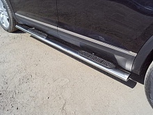 Пороги овальные с накладкой 120х60 мм для Volkswagen Teramont I