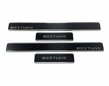 Накладки на пороги нержавеющая сталь под карбон 4шт. для FAW Bestune T77