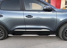 Пороги труба с проступью d76 мм для CHERY Tiggo 4 Pro I Рестайлинг