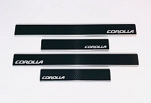 Накладки на пороги нержавеющая сталь под карбон 4шт. для Toyota Corolla XI (E160, E170, Е180)