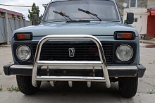 Защита переднего бампера скоба высокая+зубья d53/42 мм для LADA (ВАЗ) 2121 (4x4) I Рестайлинг (2020)