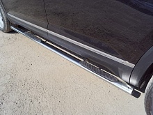 Пороги овальные с накладкой 75х42 мм для Volkswagen Teramont I