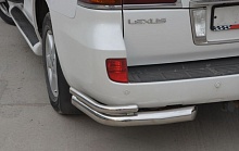 Защита заднего бампера угловая двойная d76/42 мм для Lexus LX III