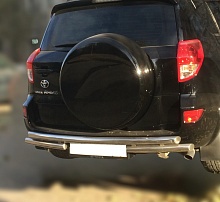 Защита заднего бампера двойная d60/60 мм для Toyota RAV4 III (XA30) Рестайлинг