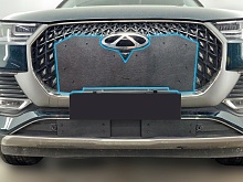 Зимняя заглушка радиатора на стяжке верх с парктроником для Chery Tiggo 8 Pro Max I Рестайлинг