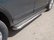 Пороги с площадкой (нерж. лист) 60,3 мм для Kia Sorento II Рестайлинг