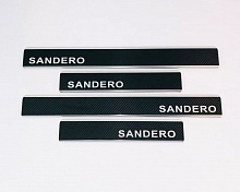 Накладки на пороги нержавеющая сталь под карбон 4шт. для Renault Sandero II Рестайлинг