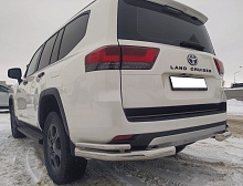Защита заднего бампера угловая двойная d76/42 мм для Toyota Land Cruiser 300 Series