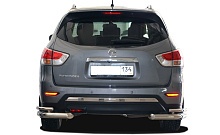 Защита заднего бампера угловая двойная d76/42 мм для Nissan Pathfinder IV