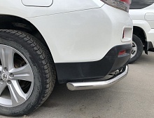 Защита заднего бампера угловая большая d60 мм для Toyota Highlander II (U40) Рестайлинг