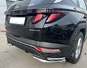 Защита заднего бампера угловая двойная d60/42 мм для Hyundai Tucson IV