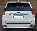 Защита заднего бампера угловая большая двойная d76/42 мм для Toyota Land Cruiser Prado 150 Series Рестайлинг 1
