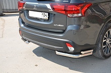 Защита заднего бампера двойная угловая d60/42 мм для Mitsubishi Outlander III Рестайлинг 2