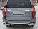 Защита заднего бампера угловая двойная d76/42 мм для Mitsubishi Pajero Sport III