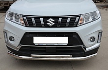 Защита переднего бампера двойная d60/42 мм для Suzuki Vitara II Рестайлинг
