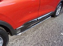 Пороги овальные гнутые с накладкой 75х42 мм для Hyundai Santa Fe IV