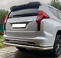 Защита заднего бампера угловая двойная большая d76/42 мм для Mitsubishi Pajero Sport III Рестайлинг