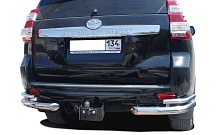 Защита заднего бампера угловая двойная d76/42 мм для Toyota Land Cruiser Prado 150 Series Рестайлинг 1