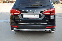 Защита заднего бампера угловая двойная d60/42 мм для Haval H6