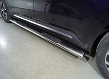 Пороги овальные с накладкой 120х60 мм для Kia Carnival IV