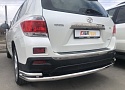 Защита заднего бампера угловая большая двойная d60/42 мм для Toyota Highlander II (U40) Рестайлинг