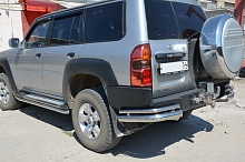Защита заднего бампера угловая двойная d76/42 мм для Nissan Patrol V (Y61) Рестайлинг