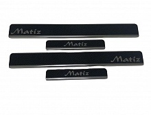 Накладки на пороги нержавеющая сталь под карбон 4шт. для Daewoo Matiz I Рестайлинг